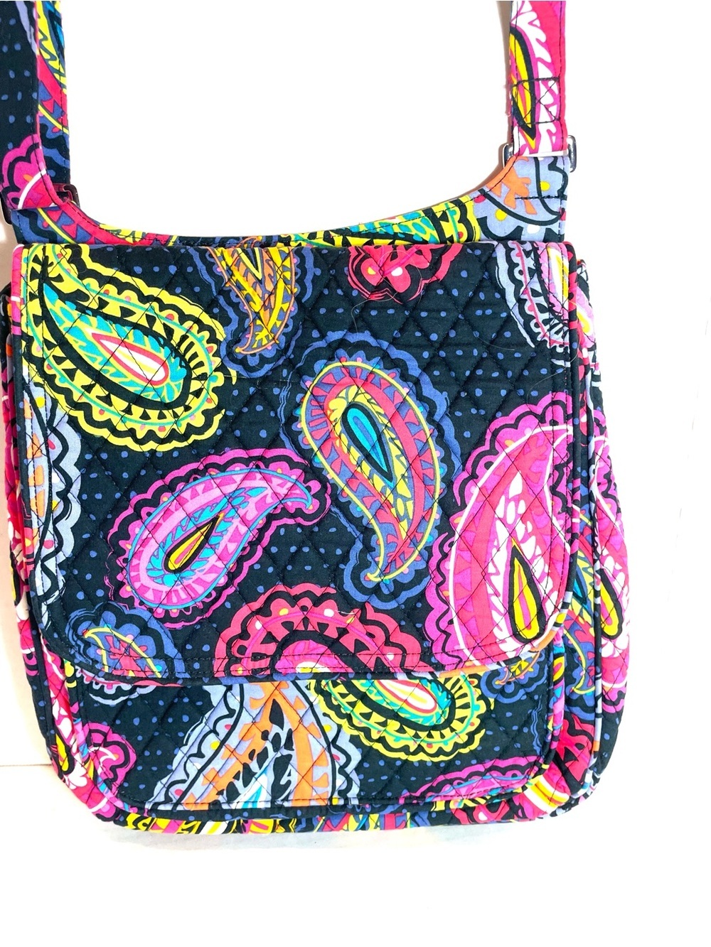 Vera Bradley Quilted Paisley Crossbody Messenger Bag Multicolor Floral Print